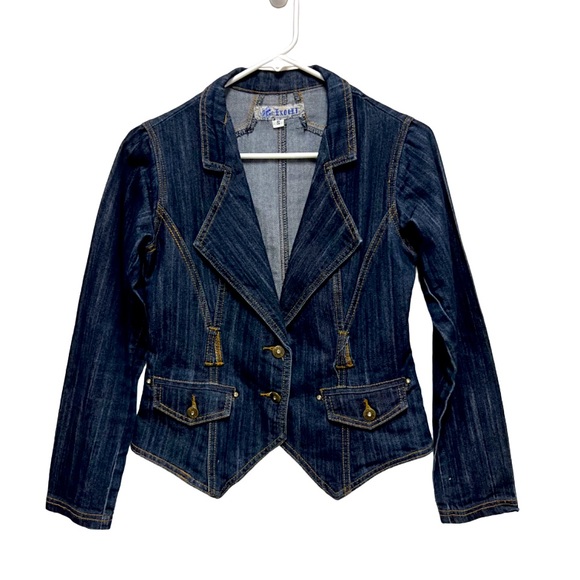 Jackets & Blazers - 😍 Unique fitted retro blazer style denim jacket bejeweled buttons